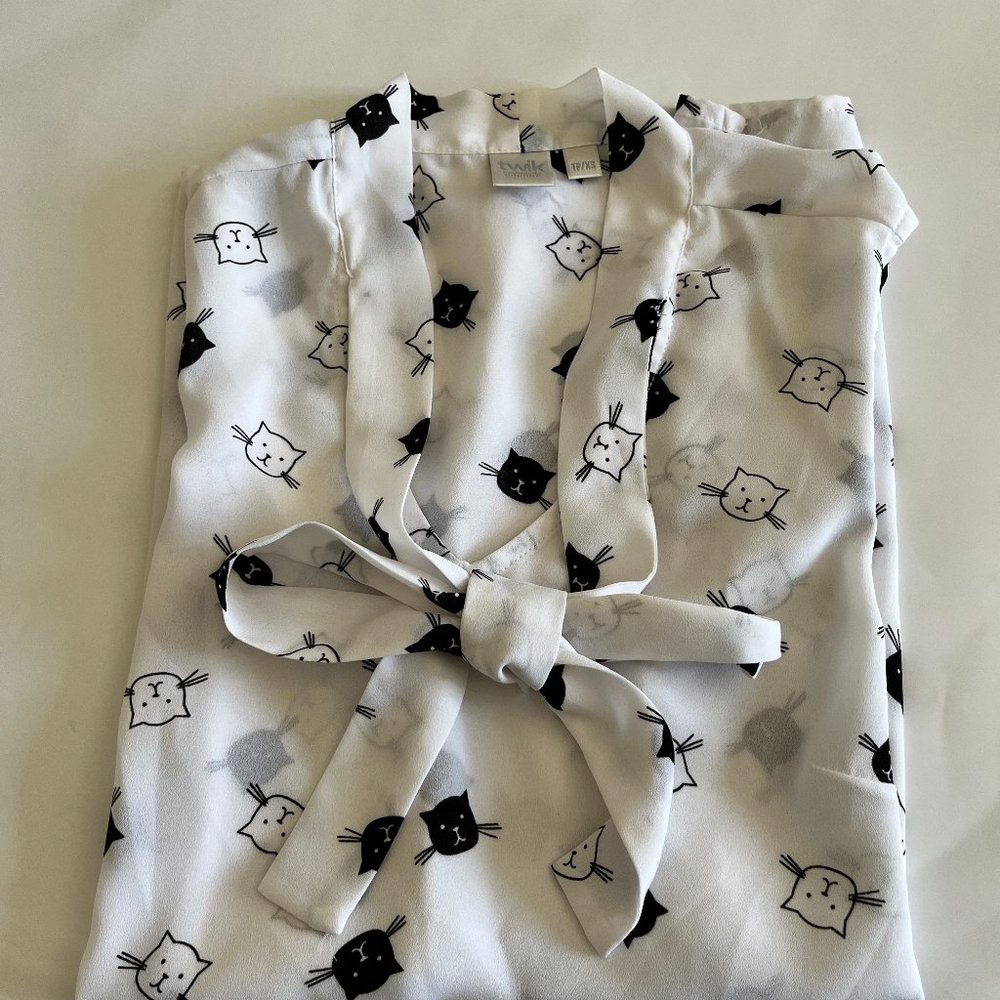 Cat lover summer dressy sleeveless sheer women shirt